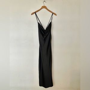 Classic Satin Tie Midi Slip Dress